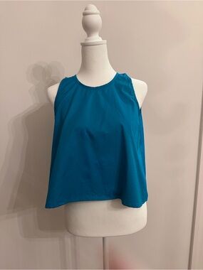 MONICA NERA Teal Blue Sleeveless Crop Tank